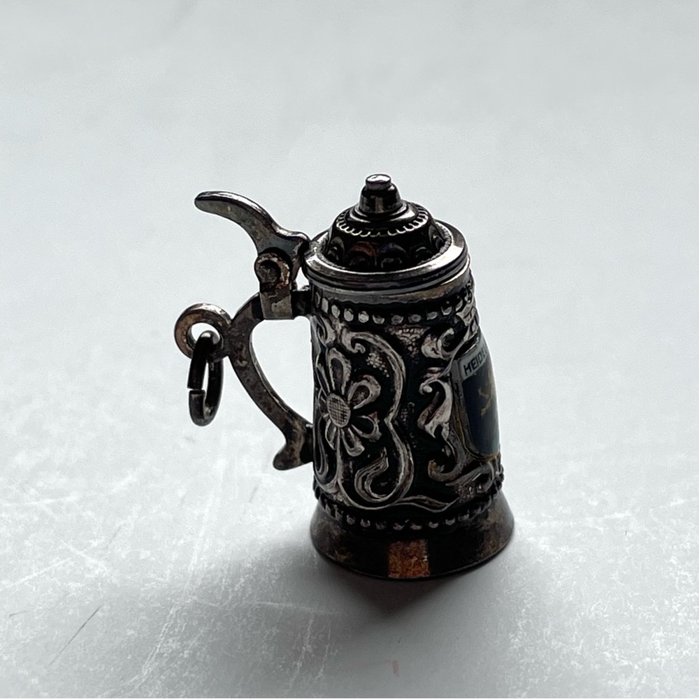 Vintage antique stamped 800 silver Heidelberg souvenir tankard pendant charm - Picture 4 of 8